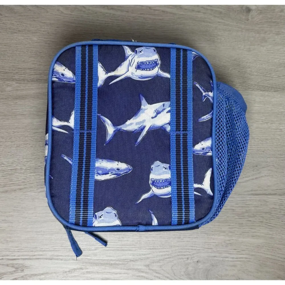 Pottery Barn Kids Mackenzie Blue Sharks Classic Lunch Box Insulated Blue